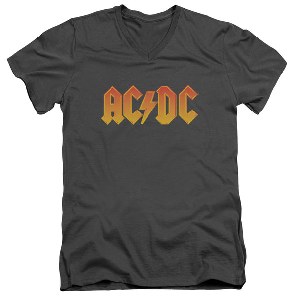 AC-DC - Logo Adult Slim Fit V Neck Cotton