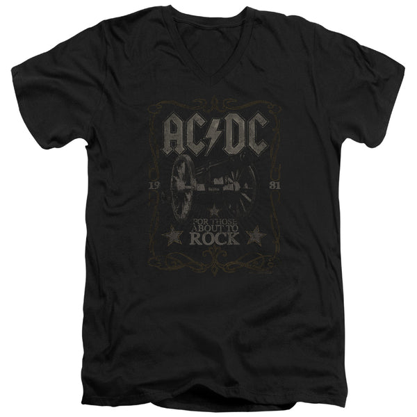 AC-DC - Rock Label Adult Slim Fit V Neck Cotton