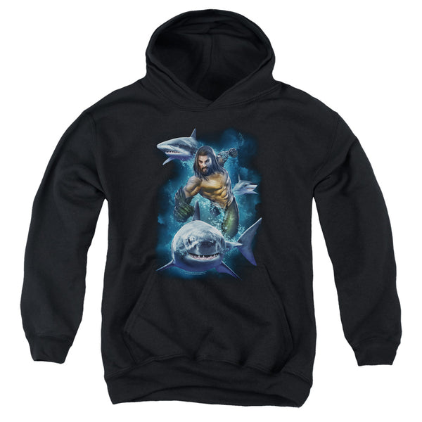 Aquaman Movie - Swimming With Sharks Youth Hooded Sweatshirt