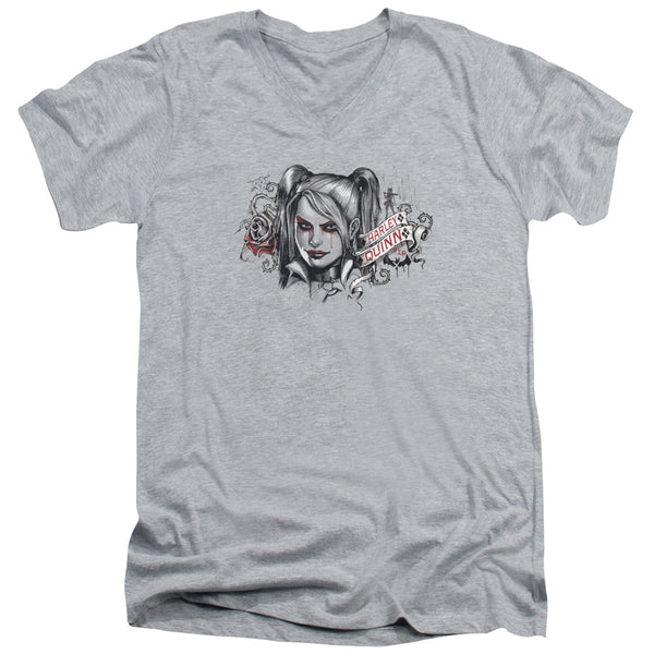 Batman Arkham Knight - Hq Sketch Adult Slim Fit V Neck Cotton