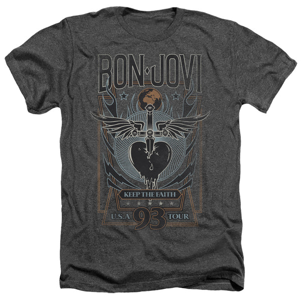 Bon Jovi - Keep The Faith Adult Regular Fit Heather Short Sleeve