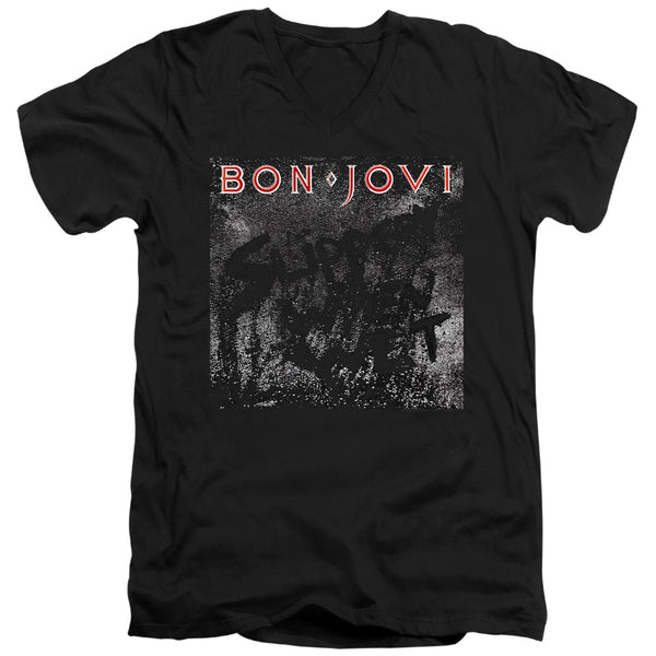 Bon Jovi - Slippery Cover Adult Slim Fit V Neck Cotton