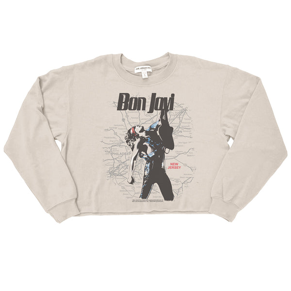 Bon Jovi - Bon Jovi On Map Crop Sweatshirt