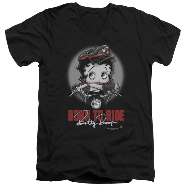 Betty Boop - Born To Ride Adult Slim Fit V Neck Cotton