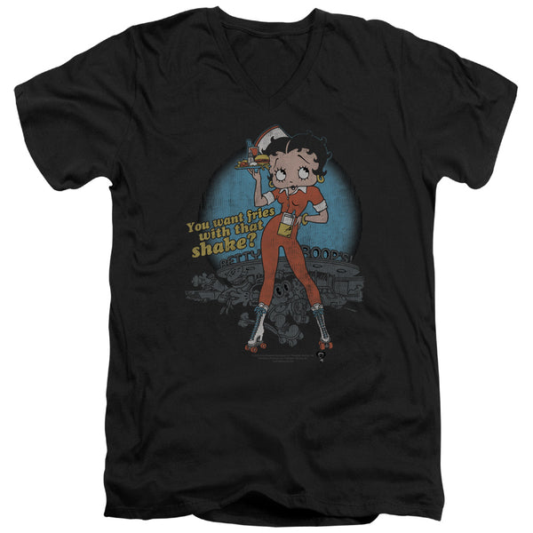 Betty Boop - Fries With That Adult Slim Fit V Neck Cotton