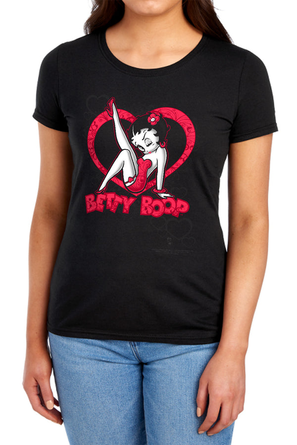 Betty Boop - Scrolling Hearts Women's Short Sleeve