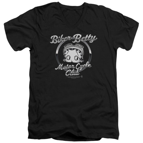 Betty Boop - Chromed Logo Adult Slim Fit V Neck Cotton