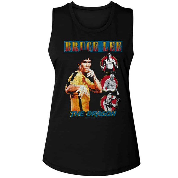 Bruce Lee Comic Cover Style-Ladies Muscle Tank