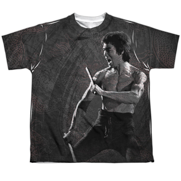 Bruce Lee - Dragon Print Youth Short Sleeve 100% Poly