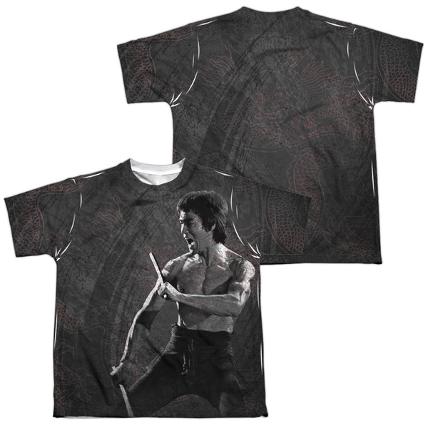 Bruce Lee - Dragon Print Youth Short Sleeve 100% Poly