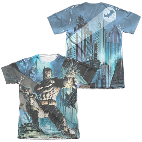 Batman - Rainy Rooftop (Front - Back Print) Adult Regular Fit Short Sleeve 65 - 35 Poly - Cotton