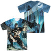 Batman - Rainy Rooftop (Front - Back Print) Adult Regular Fit Short Sleeve 100% Poly