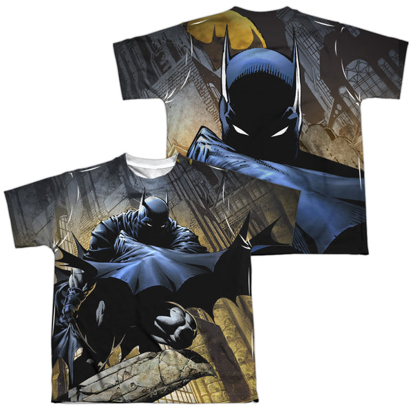 Batman - In Shadow (Front - Back Print) Youth Short Sleeve 100% Poly