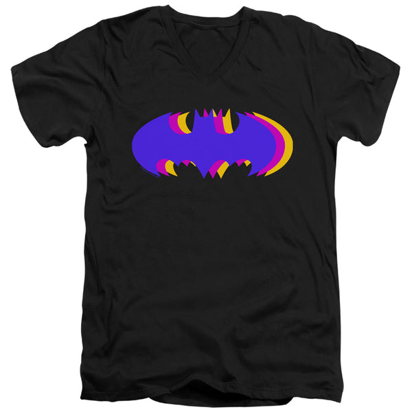 Batman - Tri Colored Symbol Adult Slim Fit V Neck Cotton