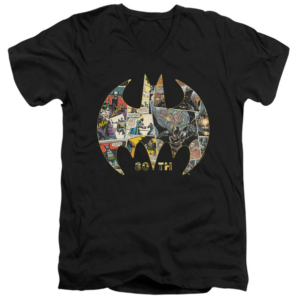 Batman - 80Th Shield Adult Slim Fit V Neck Cotton