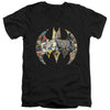Batman - Collage Shield Adult Slim Fit V Neck Cotton