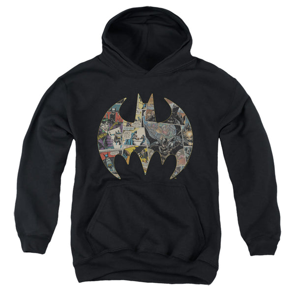 Batman - Collage Shield Youth Hooded Sweatshirt