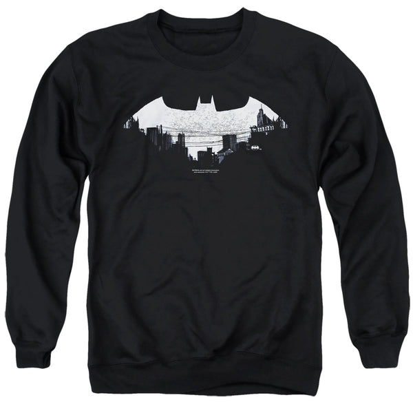 Batman - Bat Logo Cityscape Adult Crewneck Sweatshirt
