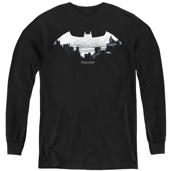 Batman - Bat Logo Cityscape L - S Youth