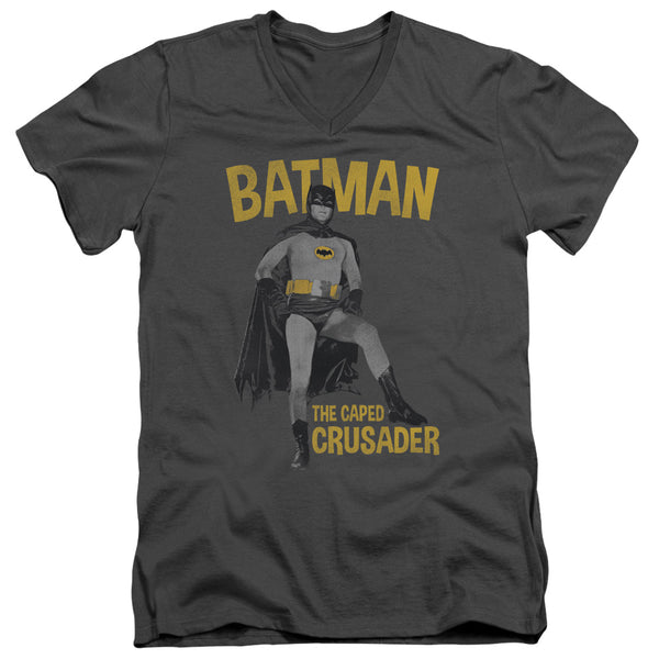 Batman Classic Tv - Caped Crusader Adult Slim Fit V Neck Cotton