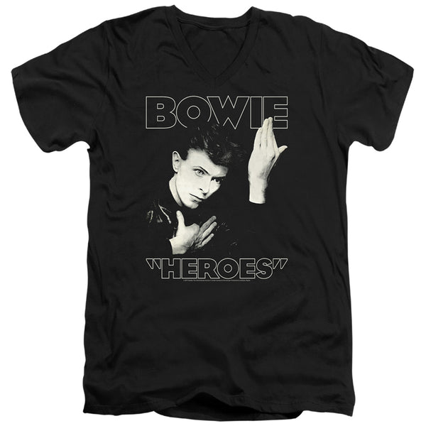 David Bowie - Heroes Cover Adult Slim Fit V Neck Cotton