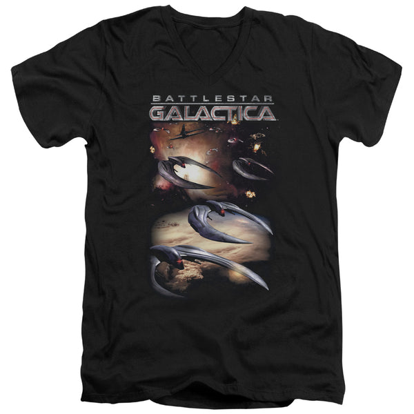 Battlestar Galactica (New) - When Cylons Attack Adult Slim Fit V Neck Cotton