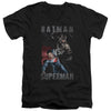 Batman Vs Superman - Hero Split Adult Slim Fit V Neck Cotton