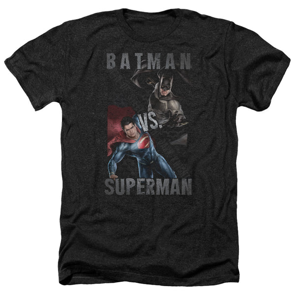 Batman Vs Superman - Hero Split Adult Regular Fit Heather Short Sleeve