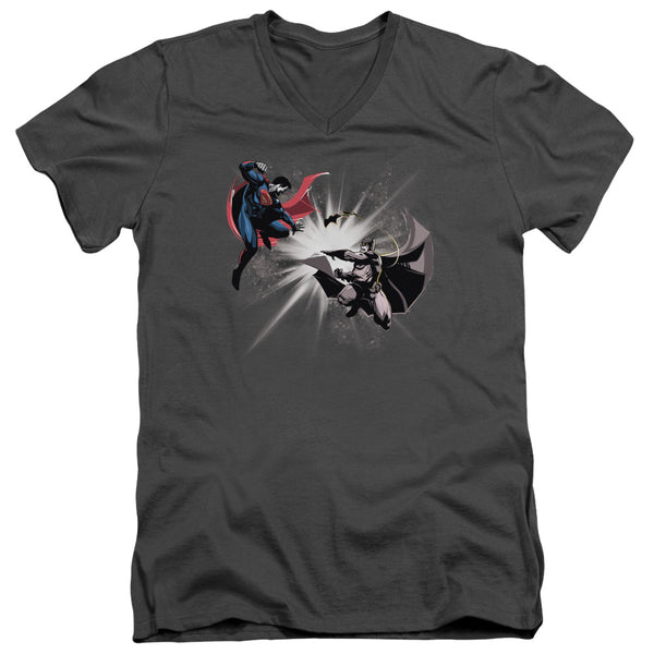Batman V Superman - Fight Burst Adult Slim Fit V Neck Cotton