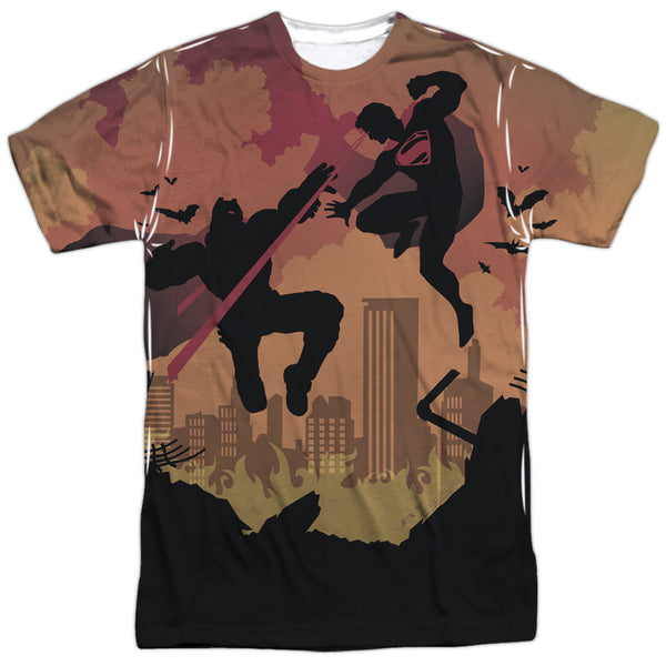 Batman V Superman - Silhouette Fight Adult Regular Fit Short Sleeve 100% Poly