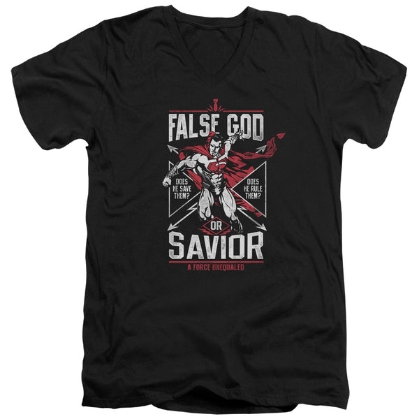 Batman V Superman - False God Or Savior Adult Slim Fit V Neck Cotton