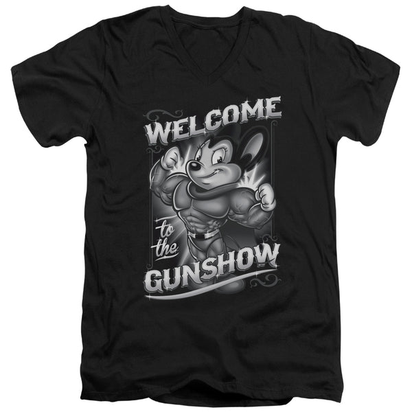 Mighty Mouse - Mighty Gunshow Adult Slim Fit V Neck Cotton