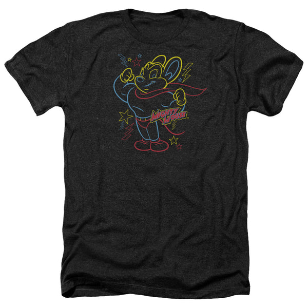 Mighty Mouse - Neon Hero Adult Regular Fit Heather Short Sleeve