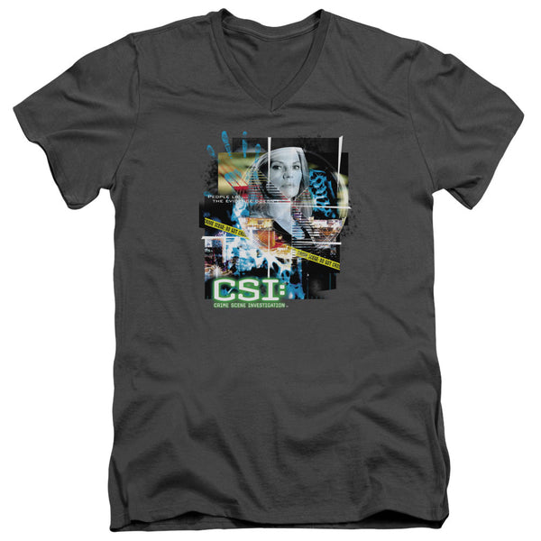 CSI - Evidence Collage Adult Slim Fit V Neck Cotton
