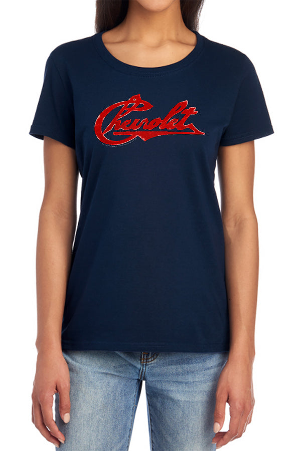 Chevrolet - Chevrolet Script Distressed Women's Short Sleeve