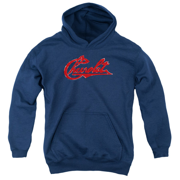 Chevrolet - Chevrolet Script Distressed Youth Hooded Sweatshirt