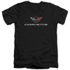 Chevrolet - Corvette Modern Emblem Adult Slim Fit V Neck Cotton