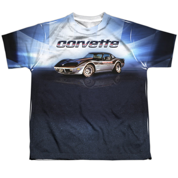 Chevrolet - Blue Vette Check Flag Youth Short Sleeve 100% Poly