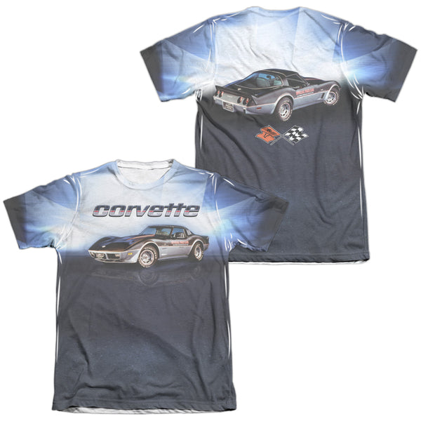 Chevrolet - Blue Vette Check Flag (Front - Back Print) Adult Regular Fit Short Sleeve 65 - 35 Poly - Cotton