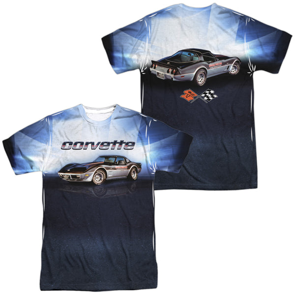 Chevrolet - Blue Vette Check Flag (Front - Back Print) Adult Regular Fit Short Sleeve 100% Poly