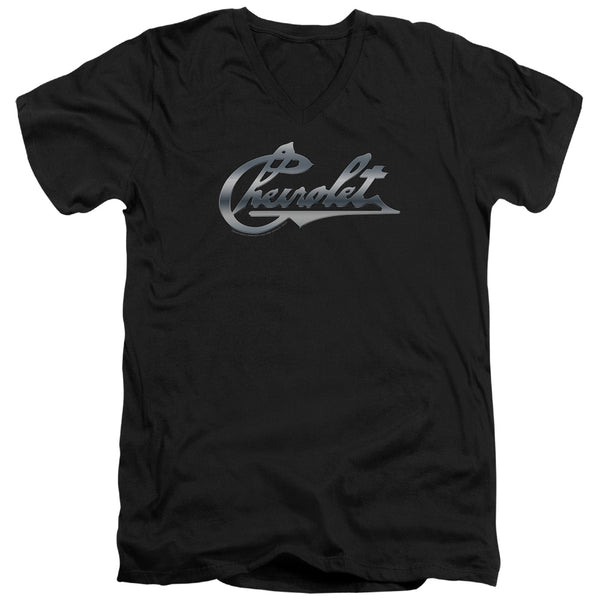 Chevrolet - Chrome Vintage Chevy Bowtie Adult Slim Fit V Neck Cotton