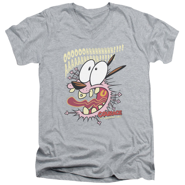 Courage The Cowardly Dog - Scaredy Dog Adult Slim Fit V Neck Cotton