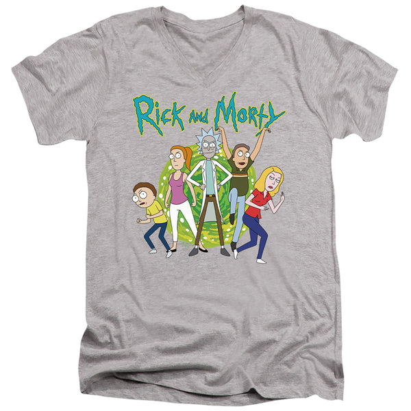 Rick And Morty - Family Fights Together Adult Slim Fit V Neck Cotton