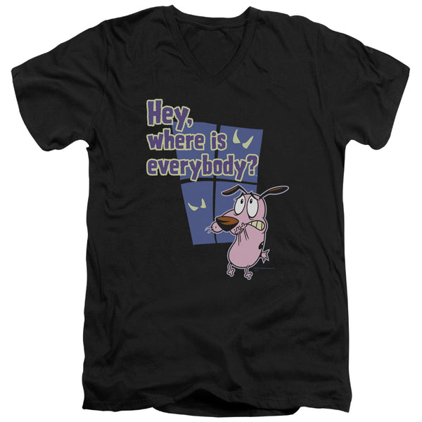 Courage - Where Is Everybody Adult Slim Fit V Neck Cotton