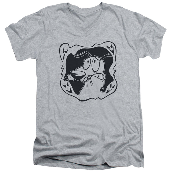 Courage The Cowardly Dog - Ghost Frame Adult Slim Fit V Neck Cotton