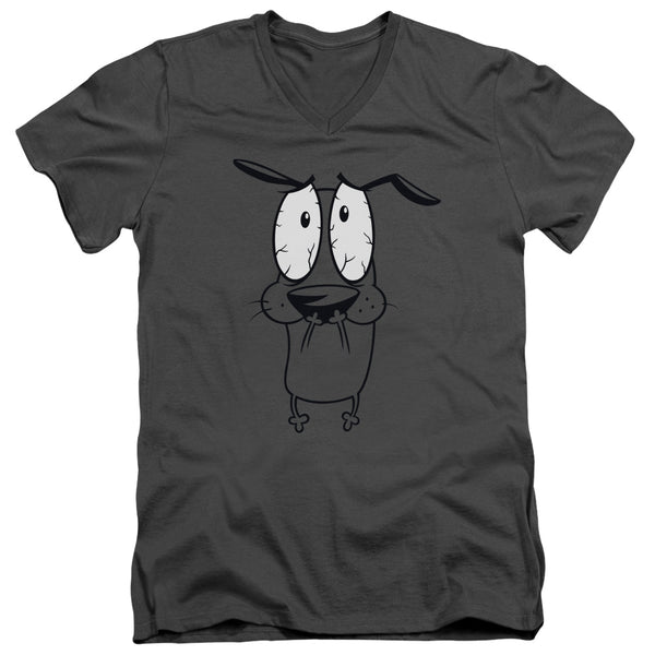 Courage The Cowardly Dog - Scared Adult Slim Fit V Neck Cotton