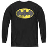 DC - Retro Bat Logo Distressed L - S Youth