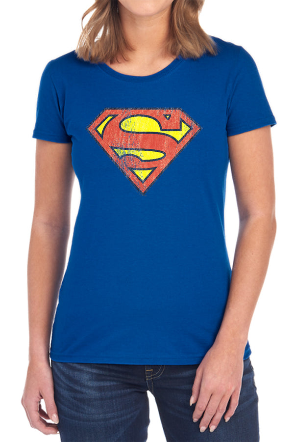DC - Retro Supes Logo Distressed Women's Short Sleeve