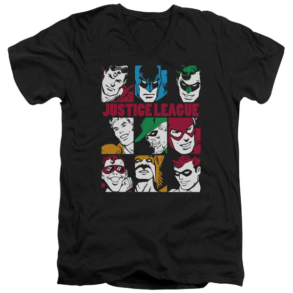 DC - Nine Blocks Of Justice Adult Slim Fit V Neck Cotton