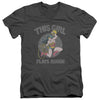 DC - Plays Rough Adult Slim Fit V Neck Cotton